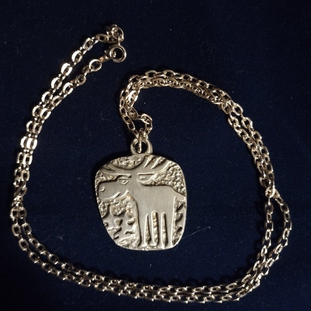 Vintage Swedish Tennesmed Pewter Pendant with Elk